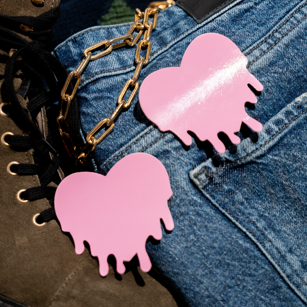 Melty Heart: Faux Latex Pleather Vinyl Baby Pink Melty Heart Nipple Pasties by Pastease®