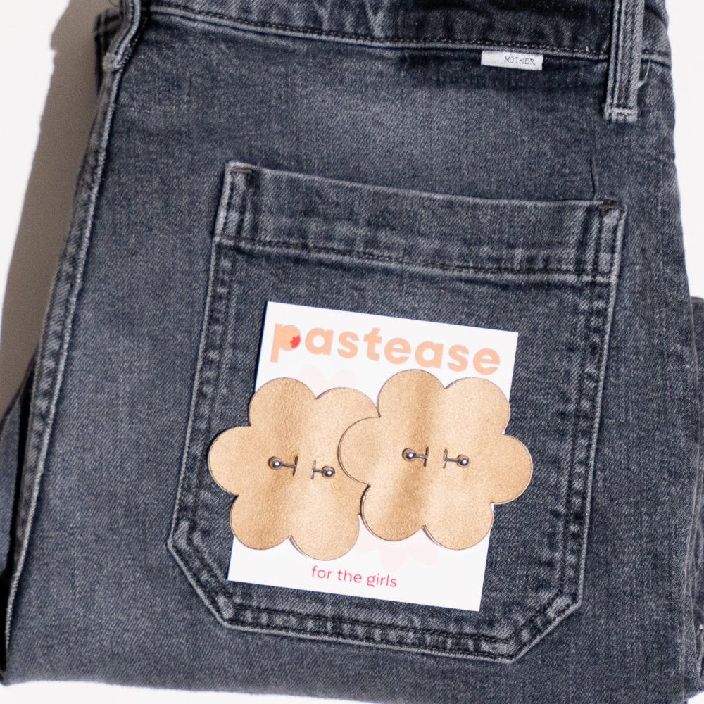 5-Pack: Pierced Pasties: Nude Flower Breast Petal with Barbell Piercing Nipple Covers by Pastease