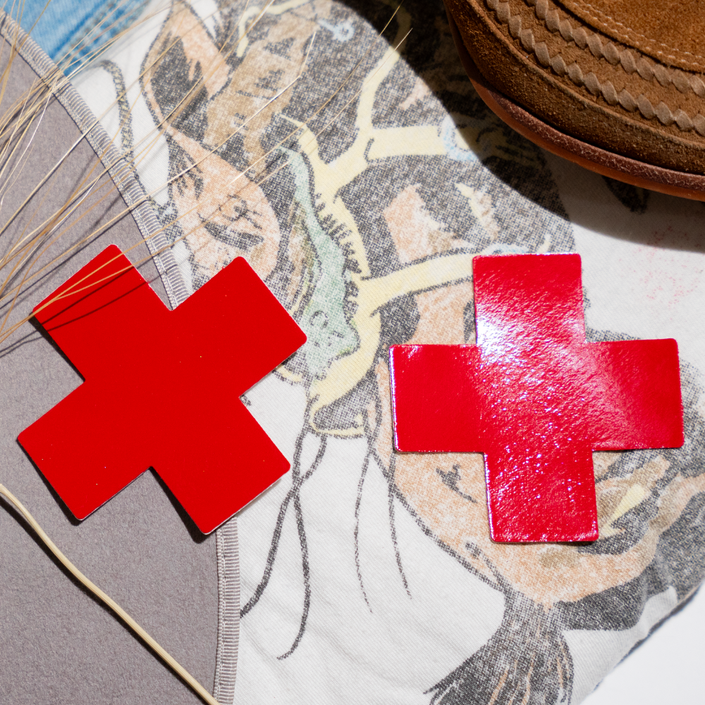 Plus X: Faux Latex Pleather Vinyl Red Cross Nipple Pasties by Pastease®
