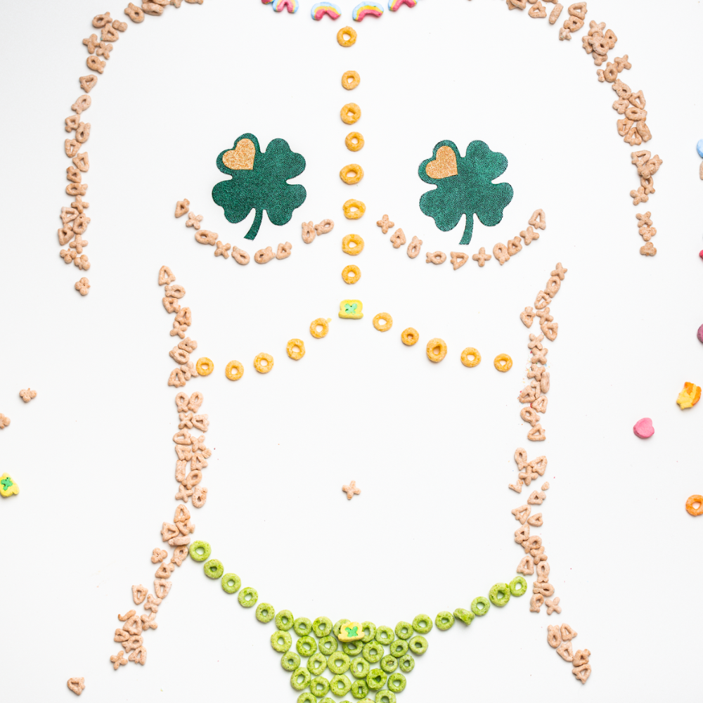 5-Pack: Four Leaf Clover: Holographic Green Shamrocks with Hearts o' Gold Nipple Pasties by Pastease® o/s