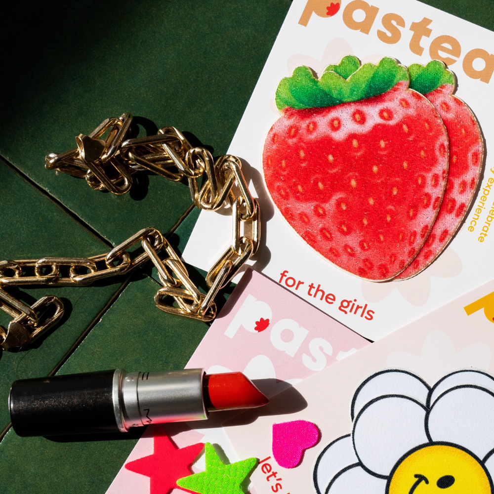 5 Pack: Strawberry: Sparkly Red & Juicy Berry Nipple Pasties by Pastease®