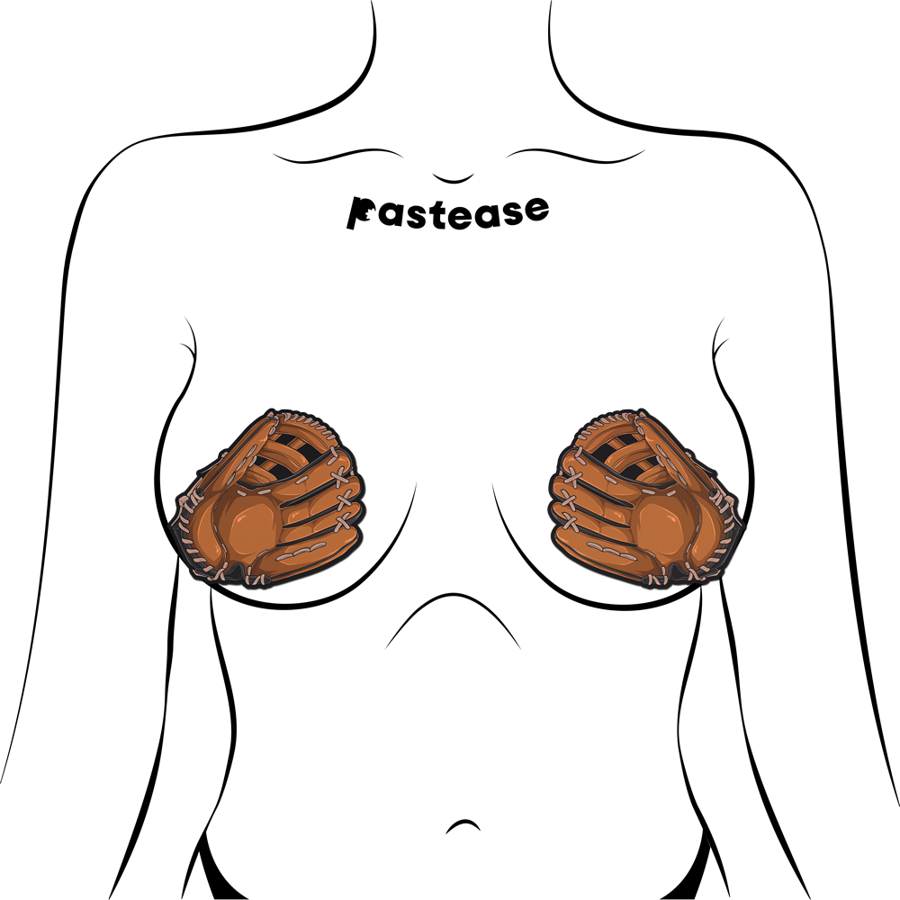 5 Pack: Baseball Mitt Pasties Brown American Baseball Mitt Nipple Covers by Pastease®