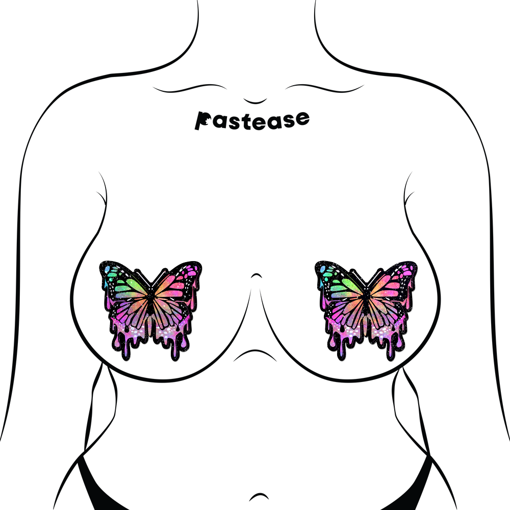 5 Pack: Butterfly Melt Trippy Glitter Rainbow Nipple Pasties by Pastease®