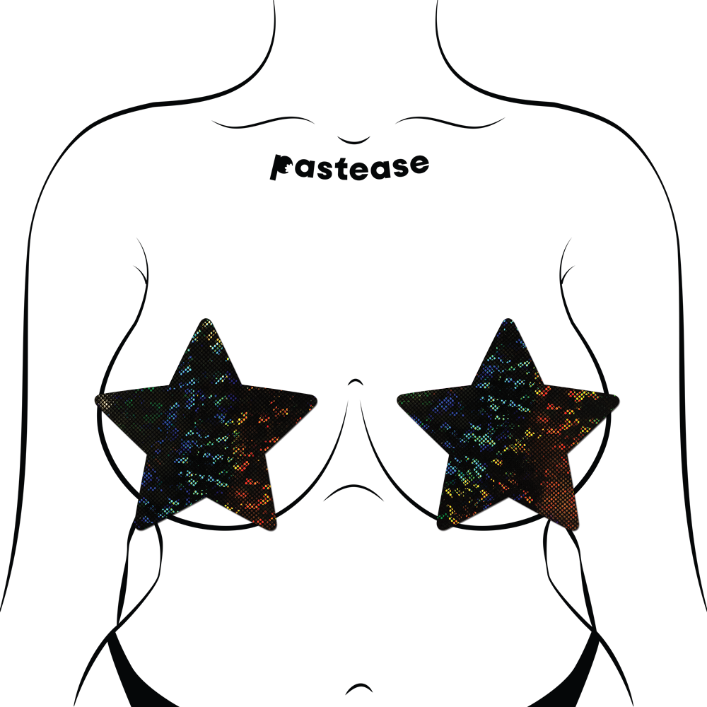 5 Pack: Coverage: Star Black Disco Ball Full Breast Covers Support Tape by Pastease