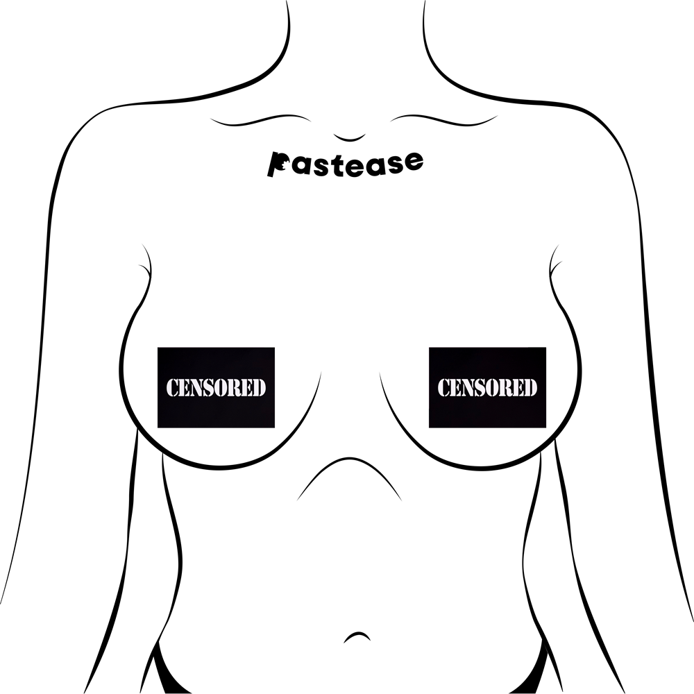 5-Pack: Censored: Black Censor Bar Nipple Pasties by Pastease® o/s