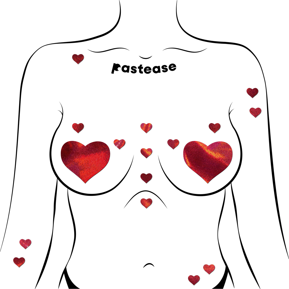 5-Pack: Pastease Confetti: Liquid Red Baby Heart Body Pasties by Pastease®