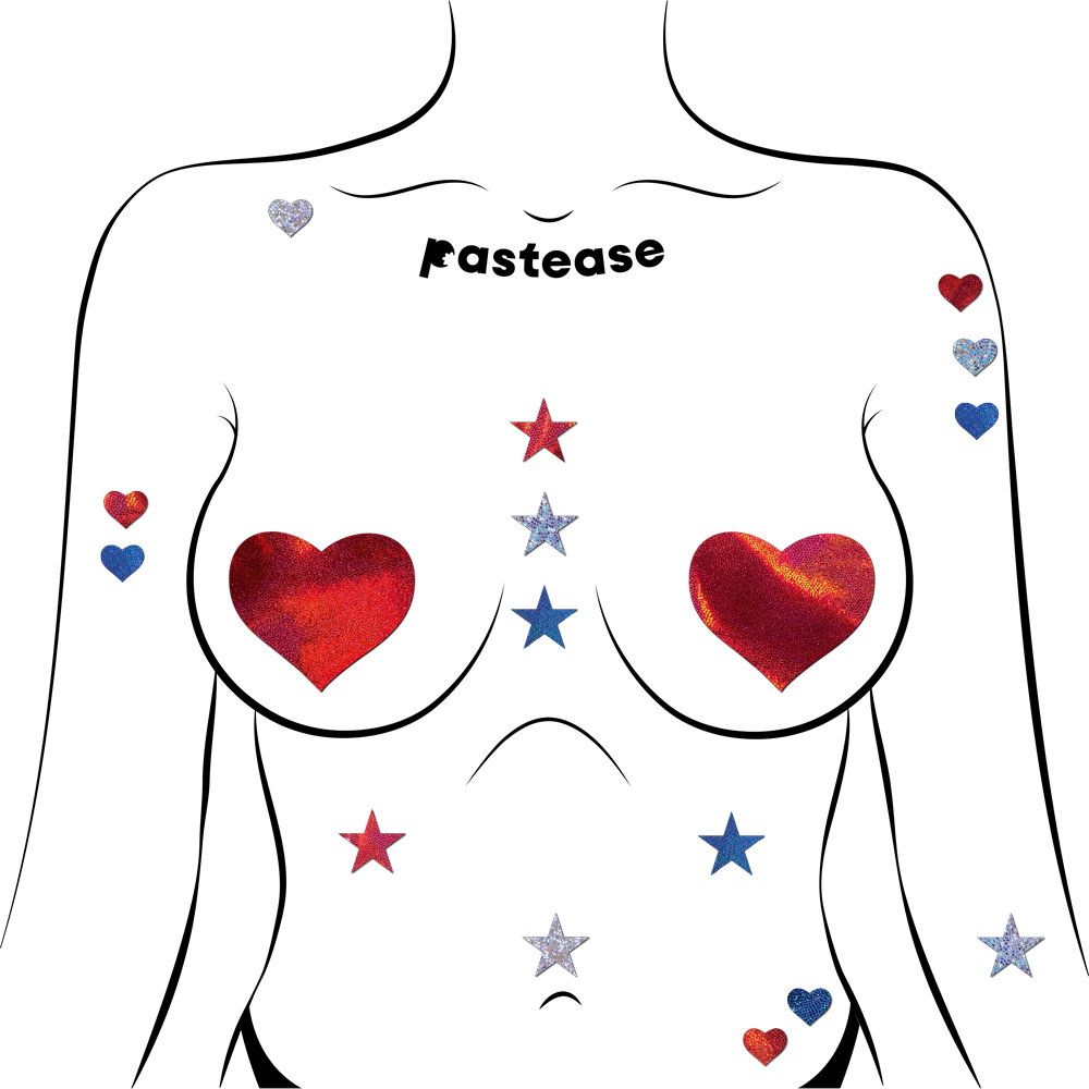 5-Pack: Pastease Confetti: Glitter Red, White & Blue Patriotic Baby Star Body Pasties by Pastease®