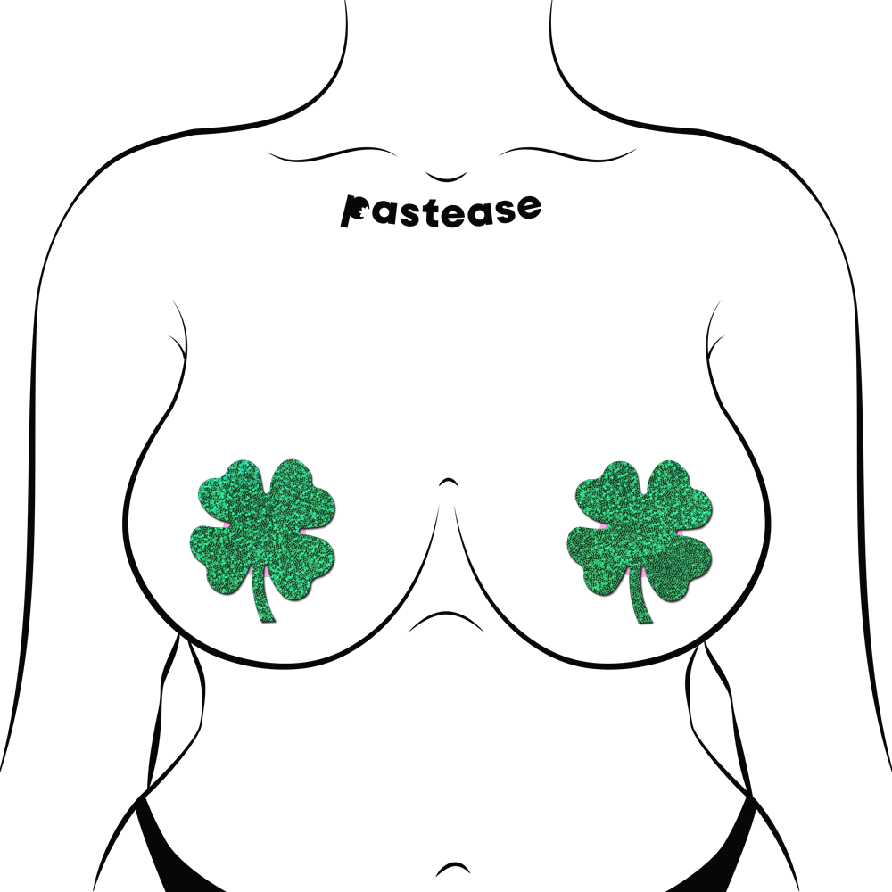5-Pack: Four Leaf Clover: Glittering Green Shamrocks Nipple Pasties by Pastease® o/s