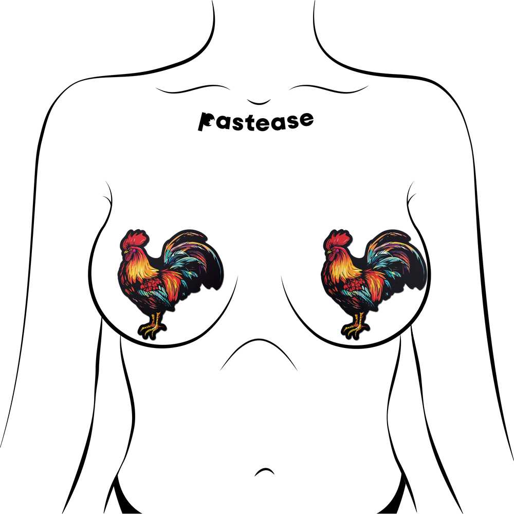 5 Pack: Cock: Colorful Rooster Chicken Nipple Pasties by Pastease