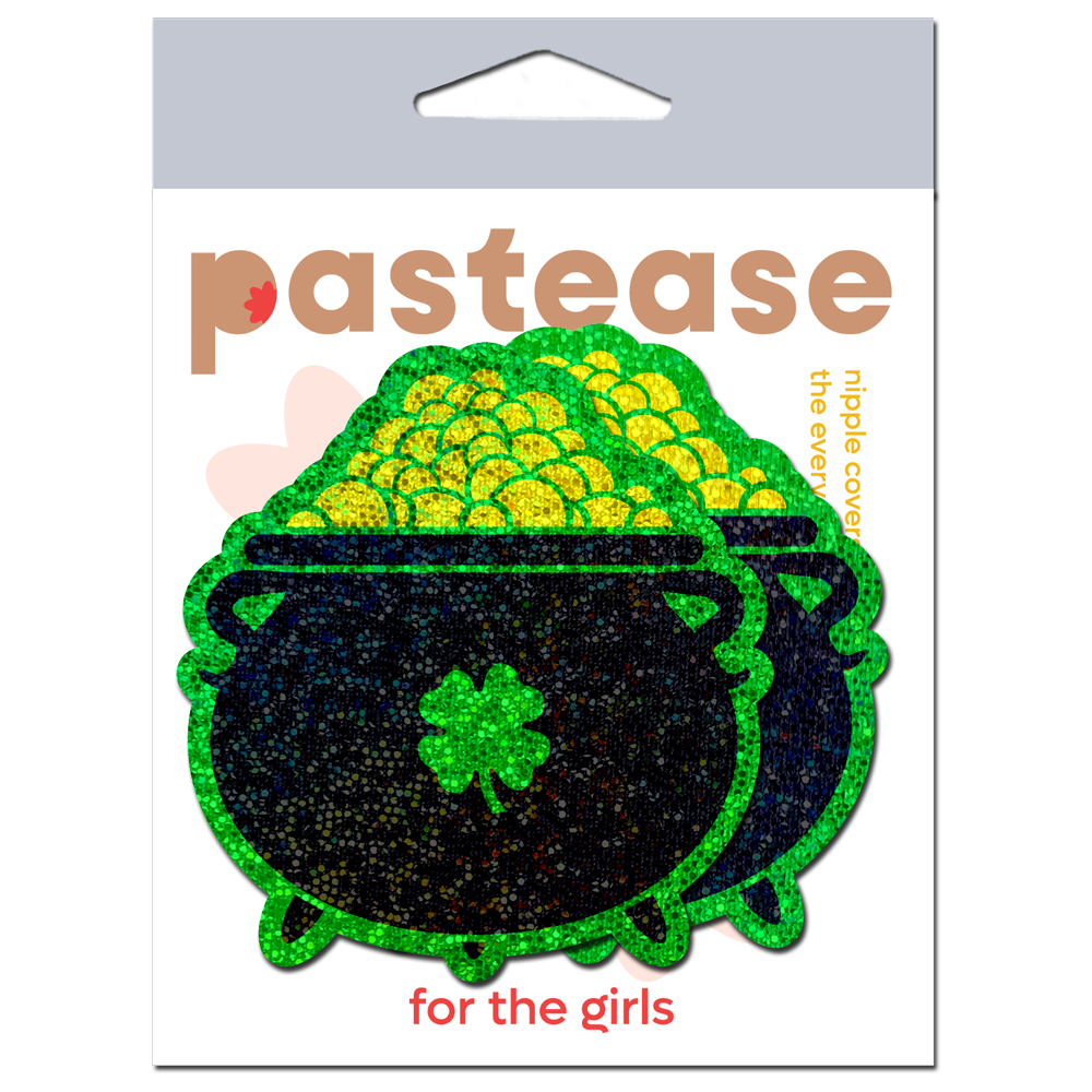 5-Pack: Glitter Green & Gold Pot O’ Gold St. Patrick’s Day Breast Pasties by Pastease®