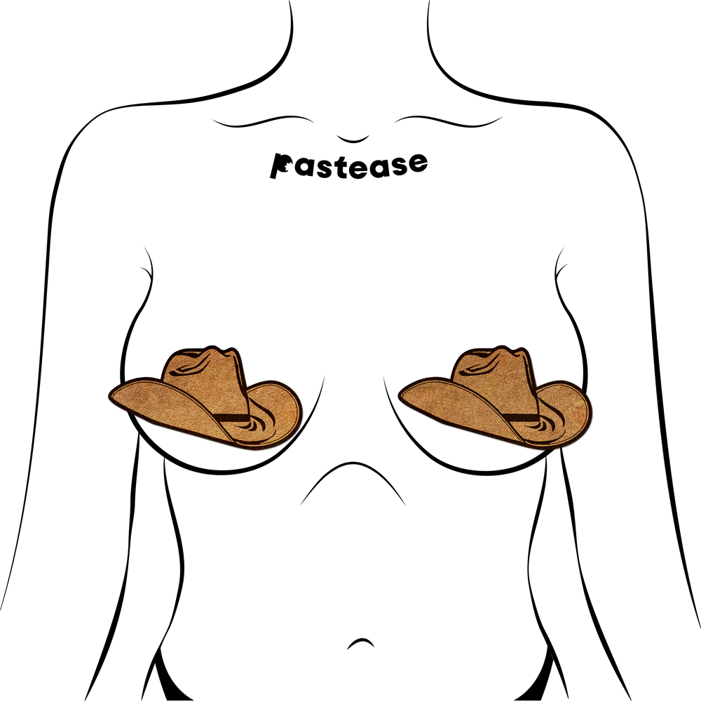 5-Pack: Wild West Brown Suede Cowboy Hat Nipple Pasties Stylish Nipple Covers by PasteaseĀ®