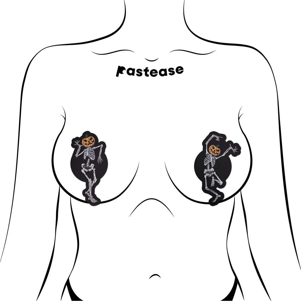 5-Pack: Dancing Skeletons Pasties with Pumpkin Heads Spooky Scary Skeletons Pastease