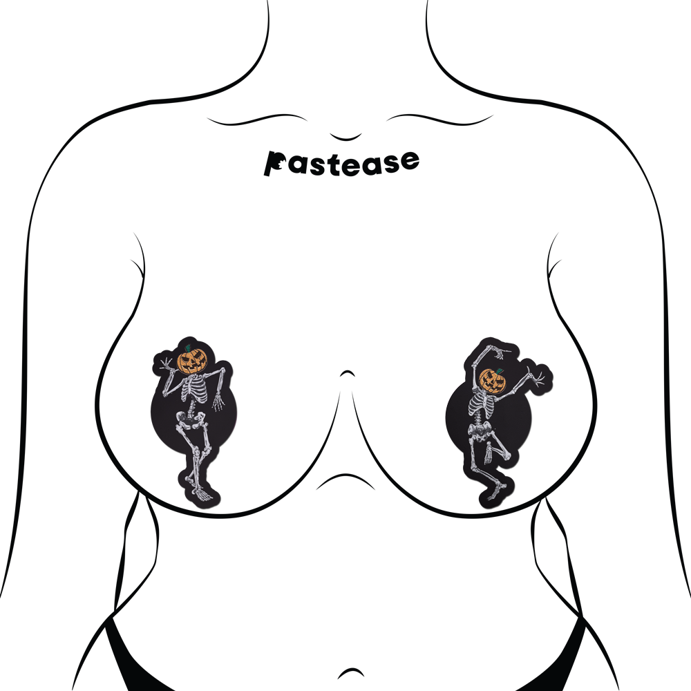 5-Pack: Dancing Skeletons Pasties with Pumpkin Heads Spooky Scary Skeletons Pastease