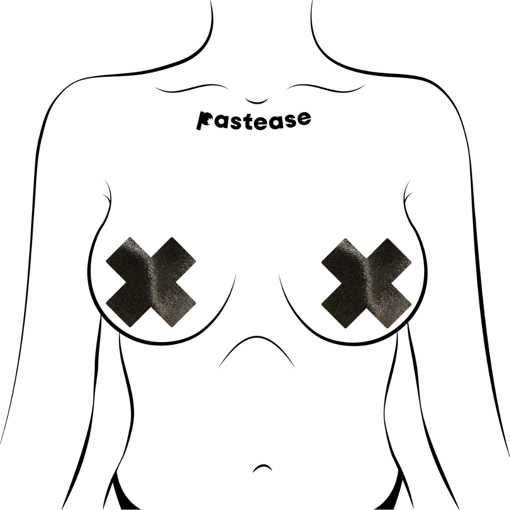 5-Pack: Everyday Reusable: Liquid Black Cross Reusable Nipple Pasties by Pastease Everyday™