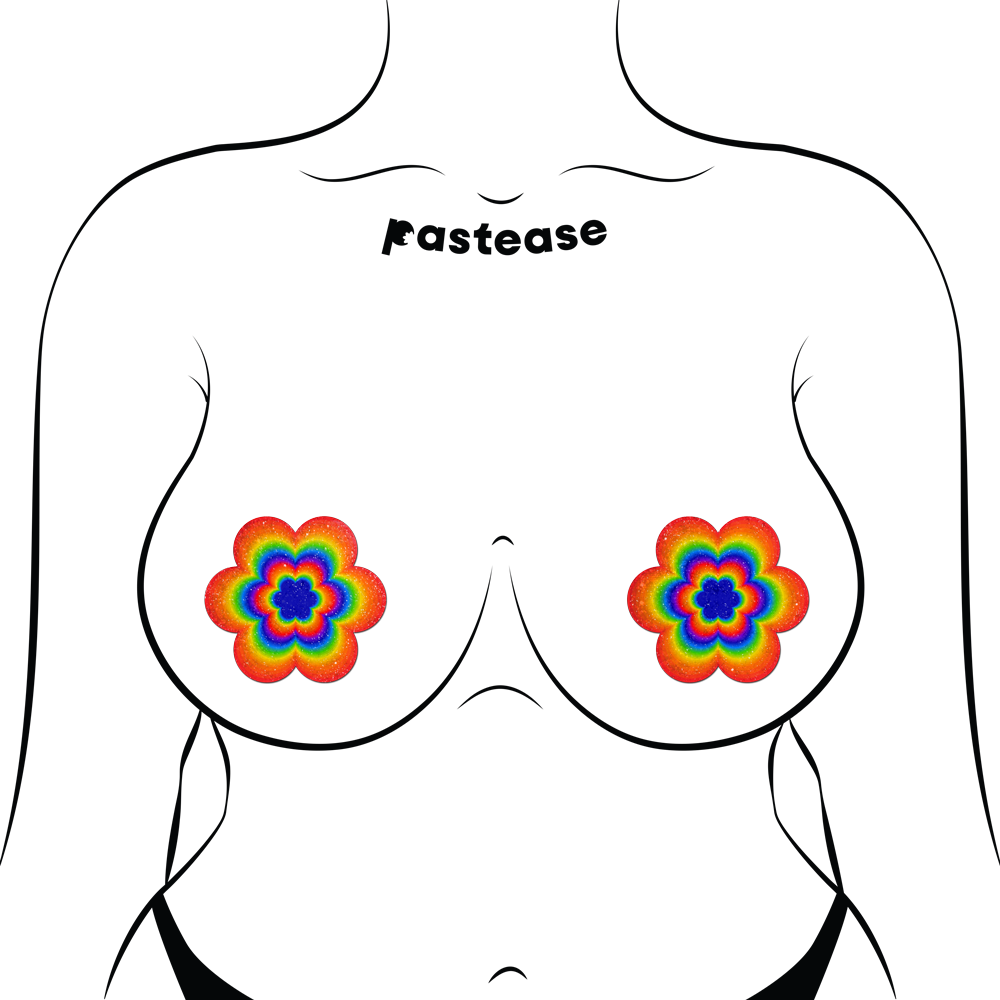 5-Pack: Daisy: Velvet Rainbow Pumping Daisy Nipple Pasties by Pastease® o/s