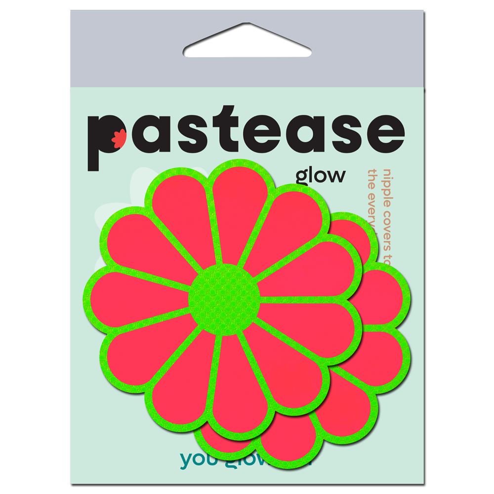 5-Pack: Daisy: Neon Green & Glow in the Dark Neon Pink Petal Pasties Nipple Covers by Pastease®