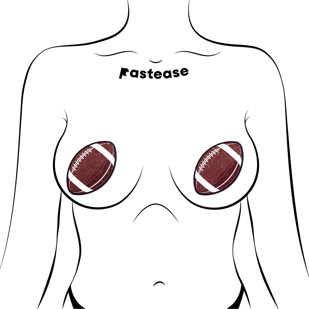 5 Pack: Football Pasties on Sparkly Velvet American Football Nipple Covers by Pastease