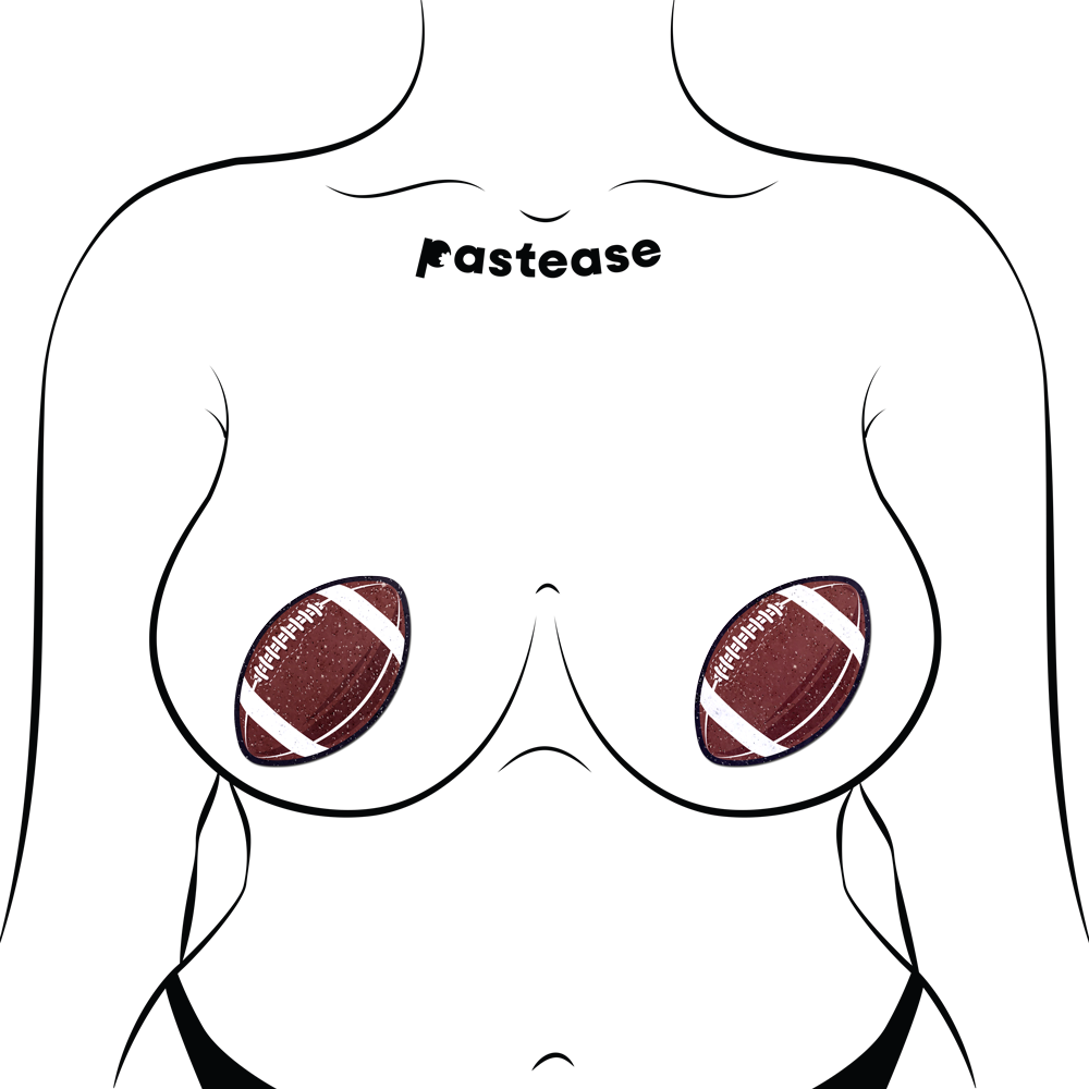 5 Pack: Football Pasties on Sparkly Velvet American Football Nipple Covers by Pastease