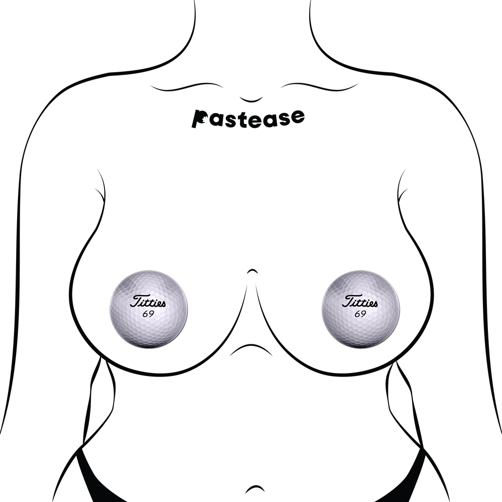 5 Pack: Golfball Pasties 'Titties' Logo Golfing Nipple Covers by Pastease