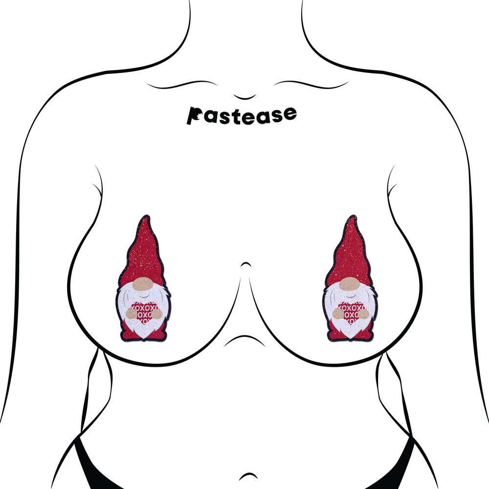 5 Pack: Gnome Pasties: Valentine Sweetheart Garden Gnome Nipple Covers by Pastease®