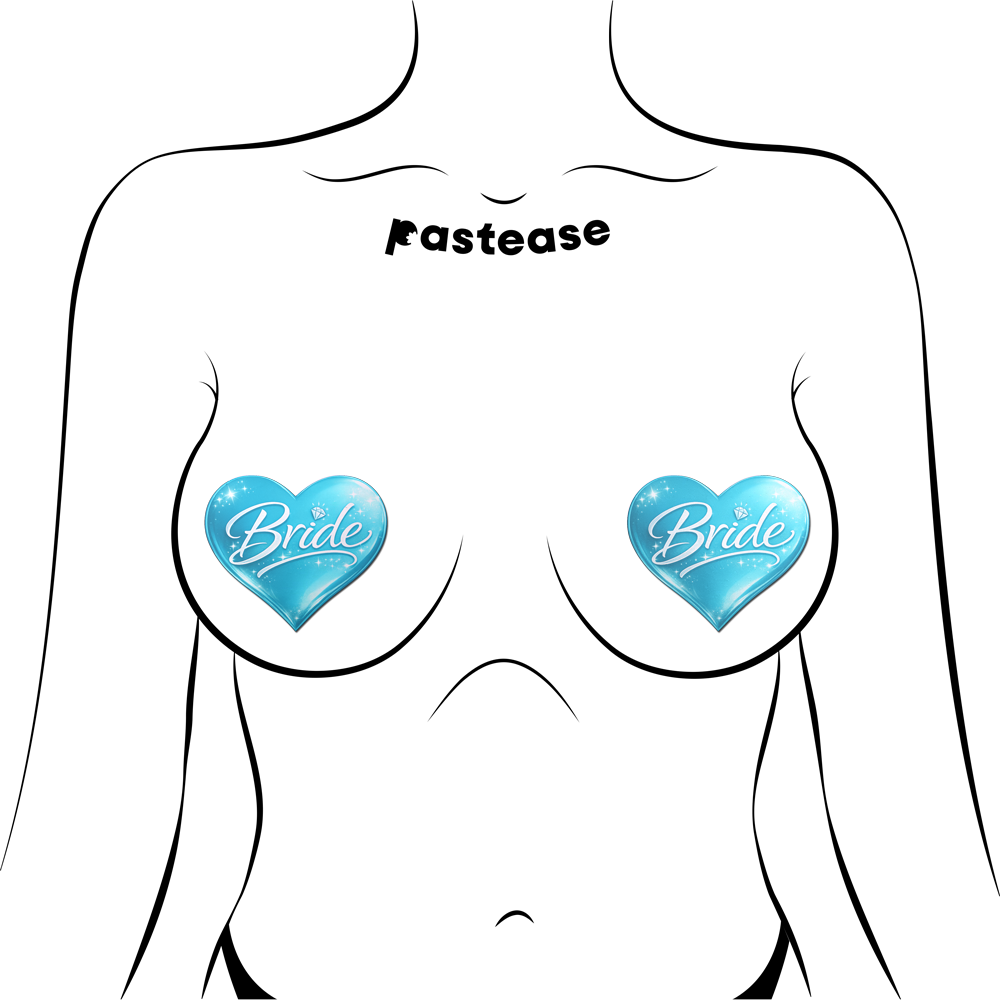5-Pack: Love: Robin's Egg Blue 'Bride' Heart Nipple Pasties by Pastease® o/s