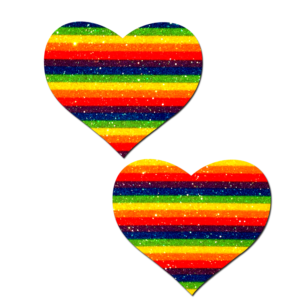5-Pack: Love: Glittering Double Rainbow Heart Nipple Pasties by Pastease® o/s