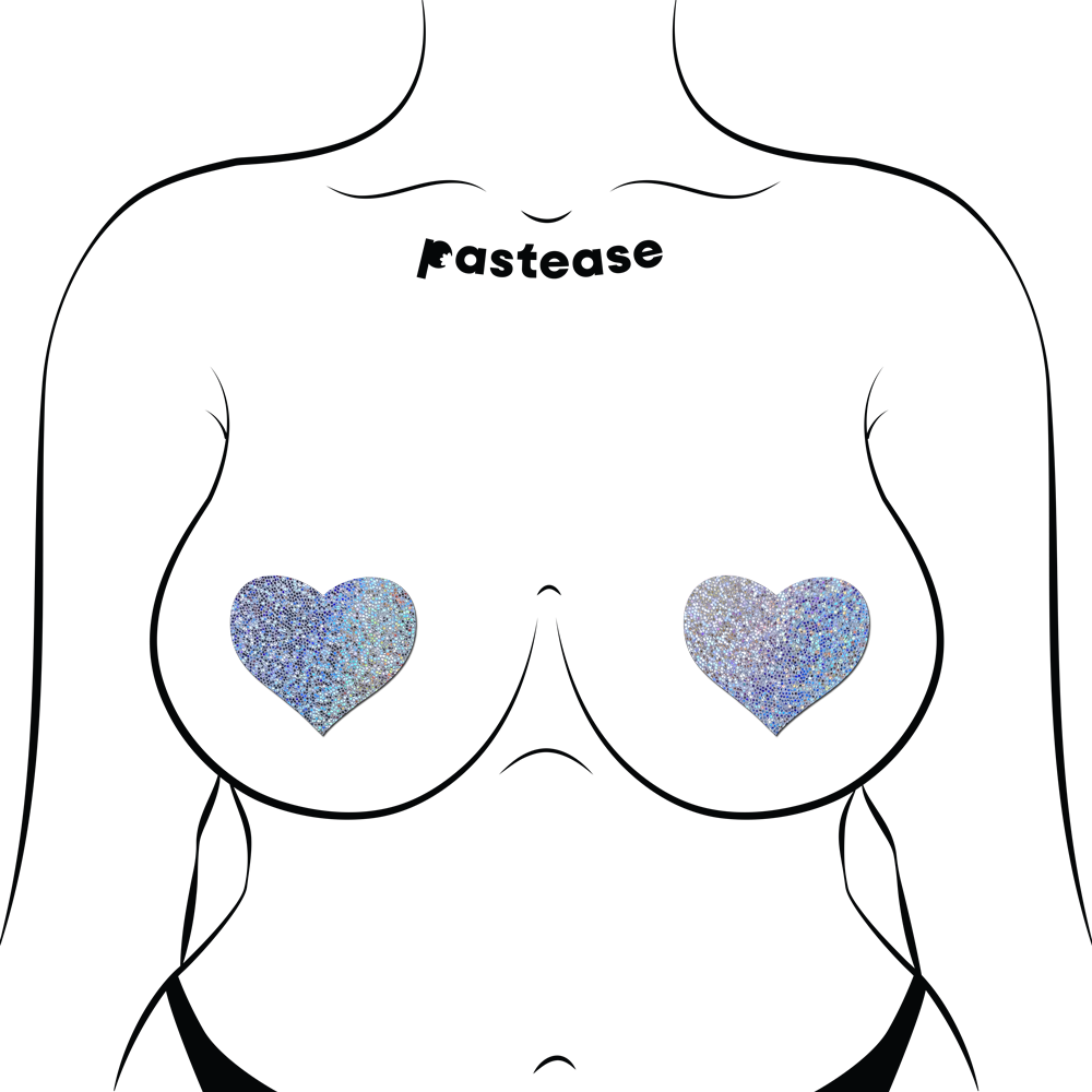 5-Pack: Love: Silver Glitter Heart Nipple Pasties by Pastease® o/s