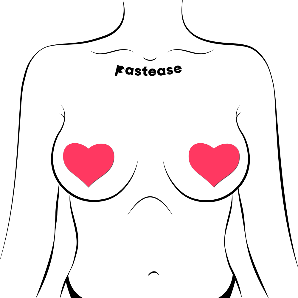 5-Pack: Love: Glow in the Dark Neon Pink Heart Pasties Nipple Covers by Pastease®
