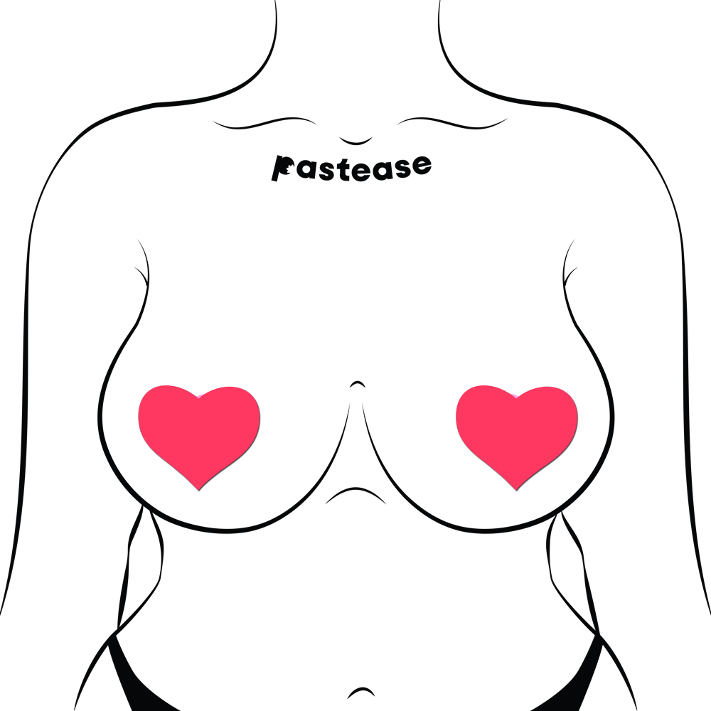 5-Pack: Love: Glow in the Dark Neon Pink Heart Pasties Nipple Covers by Pastease®