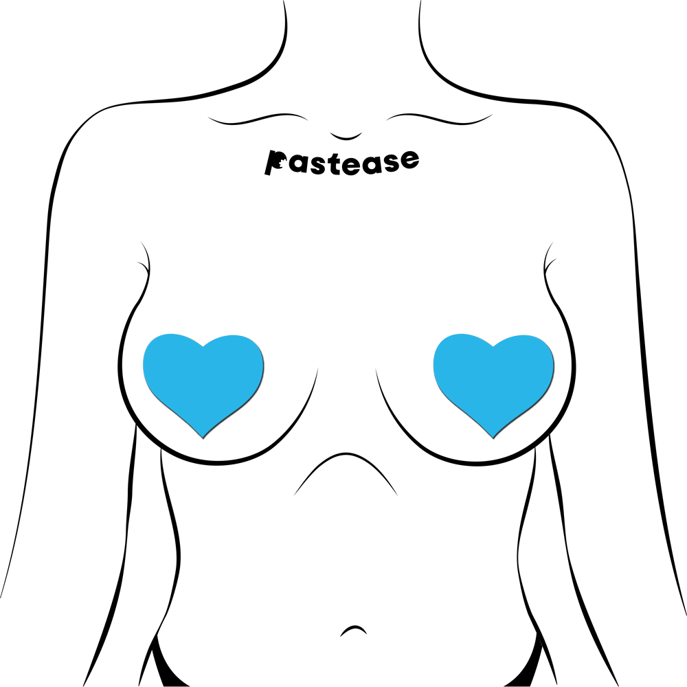5-Pack: Love: Glow in the Dark Neon Turquoise Heart Pasties Nipple Covers by Pastease®