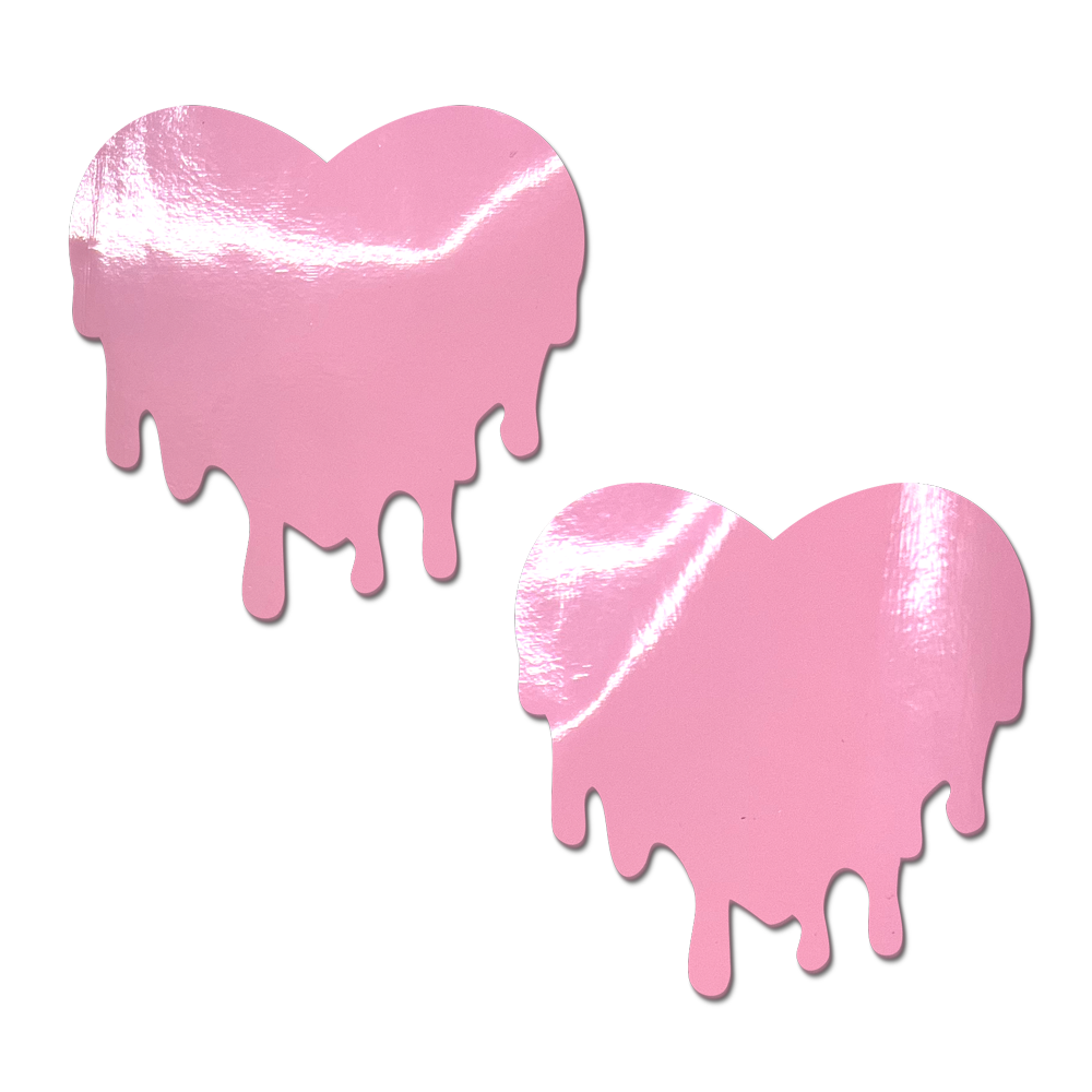 Melty Heart: Faux Latex Pleather Vinyl Baby Pink Melty Heart Nipple Pasties by Pastease®