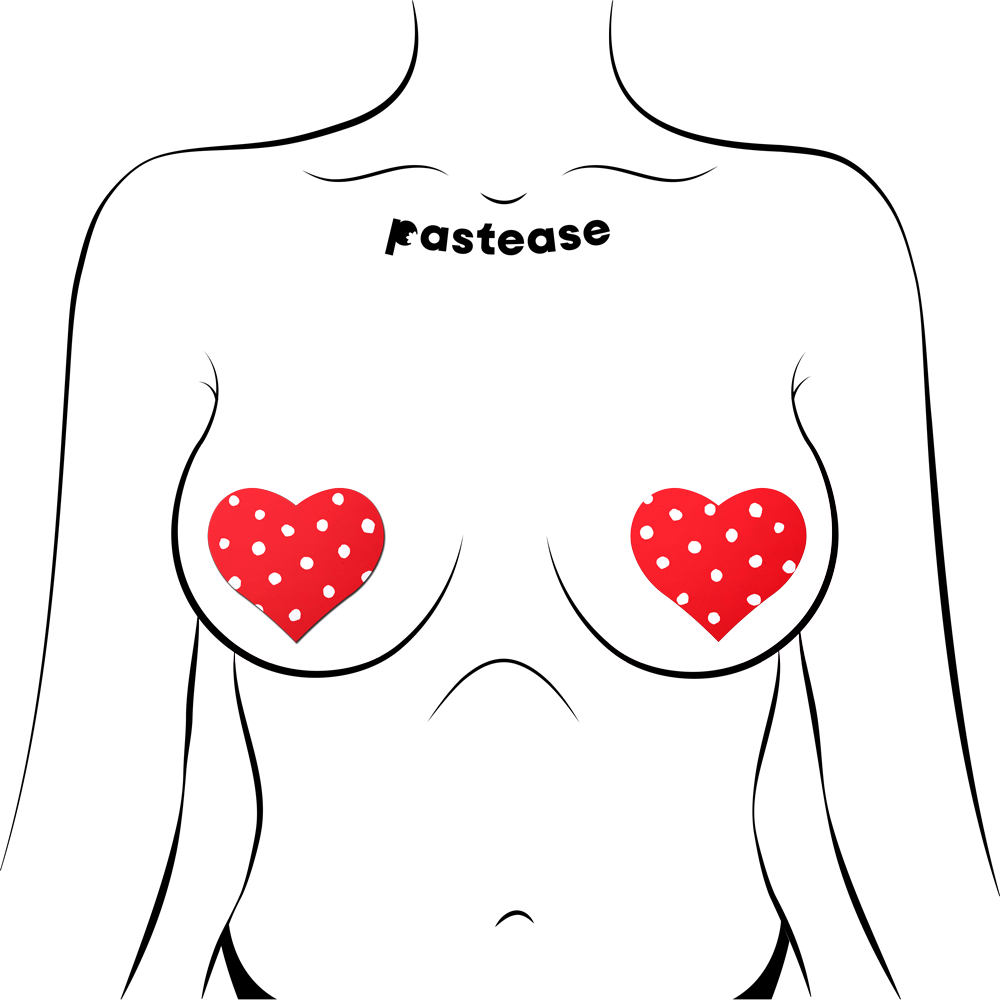 5-Pack: Red Heart with White Polka Dot Breast Pasties by Pastease®
