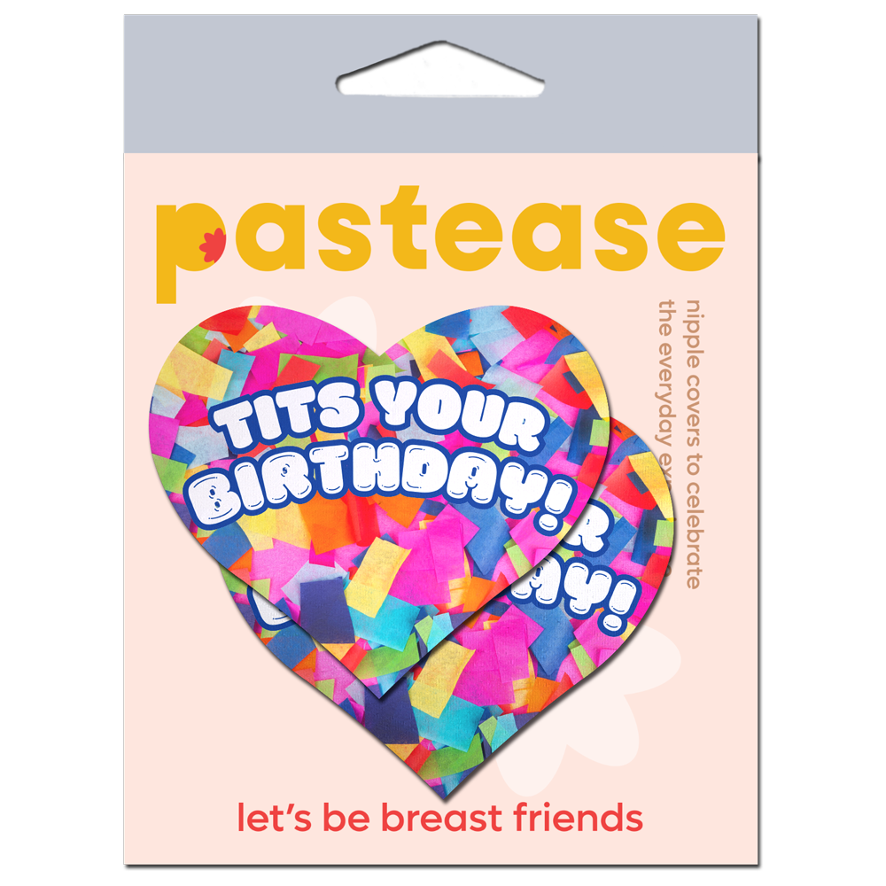 5-Pack: Tits Your Birthday!' Heart Breast Pasties with Confetti by Pastease®