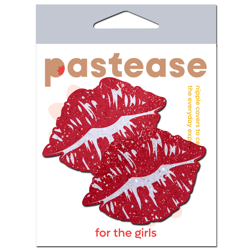 5-Pack: Kisses: Sparkly Red Kissing Puckered Lips Nipple Covers by Pastease