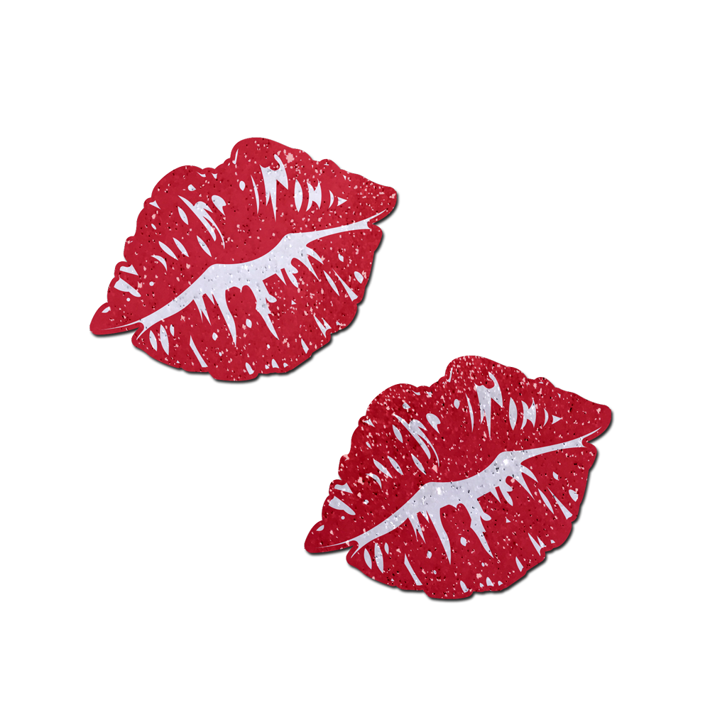 5-Pack: Kisses: Sparkly Red Kissing Puckered Lips Nipple Covers by Pastease