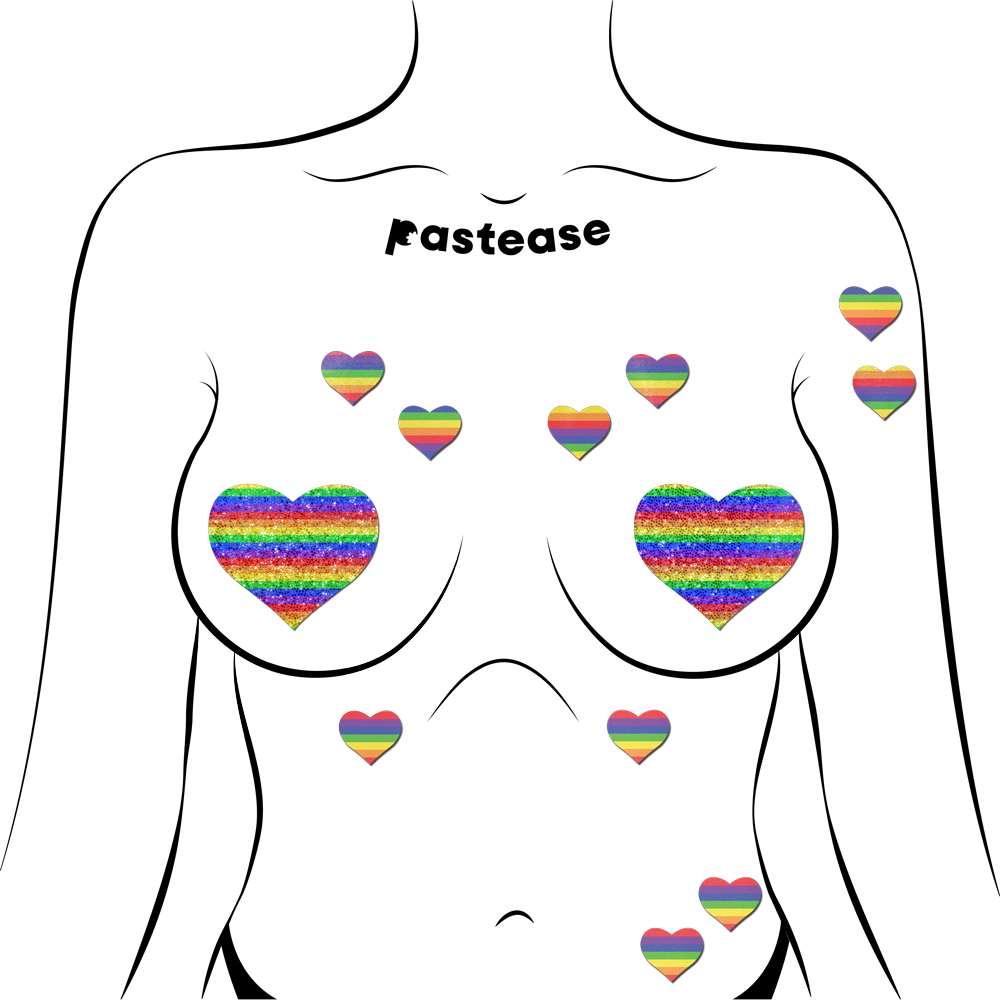 5-Pack: Body Minis: 10 Mini Rainbow Hearts Nipple & Body Pasties by Pastease® o/s