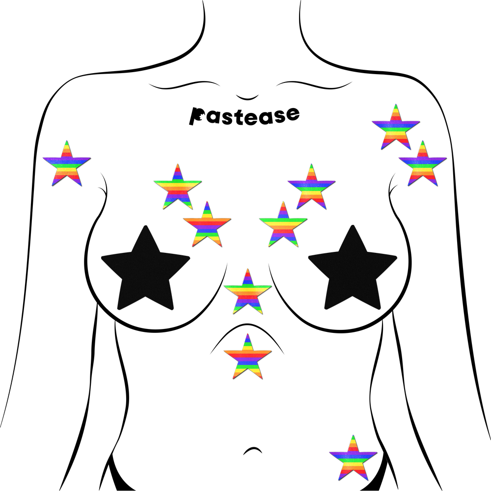 5-Pack: Body Minis: 10 Mini Rainbow Stars Nipple & Body Pasties by Pastease® o/s