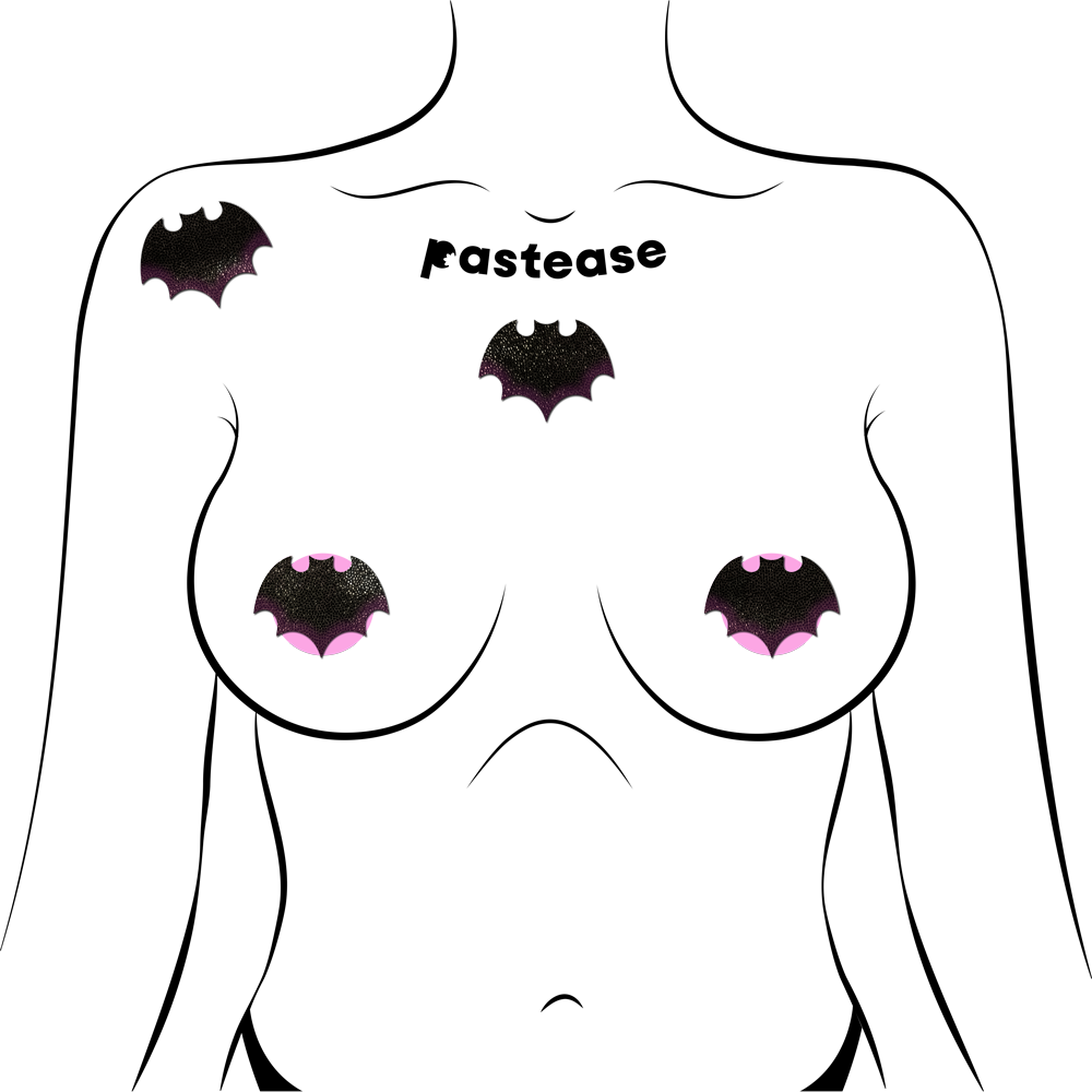 5 Pack: Petites: Two-Pair Small Liquid Black Bat Nipple Pasties by Pastease®