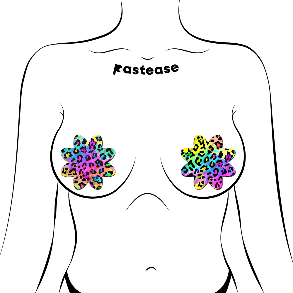 5-Pack: Rainbow Cheetah Leopard Print Petal Breast Pasties by Pastease®