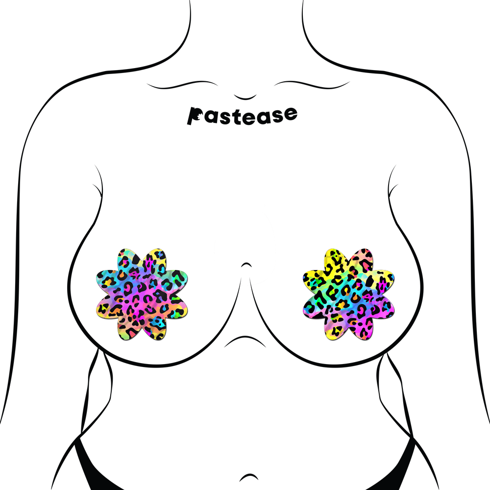 5-Pack: Rainbow Cheetah Leopard Print Petal Breast Pasties by Pastease®
