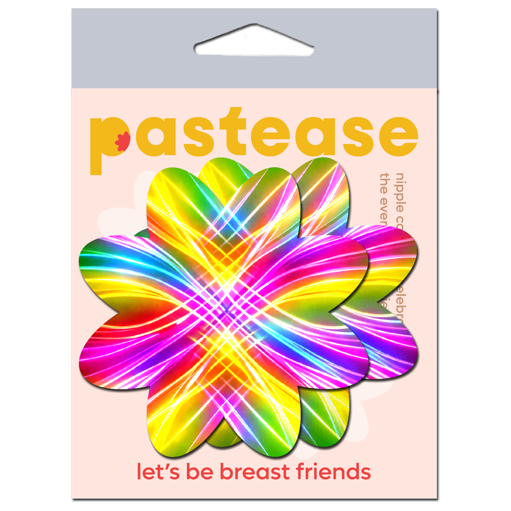 5-Pack: Electric Rainbow Fractal Laser Petal Breast Pasties by Pastease®