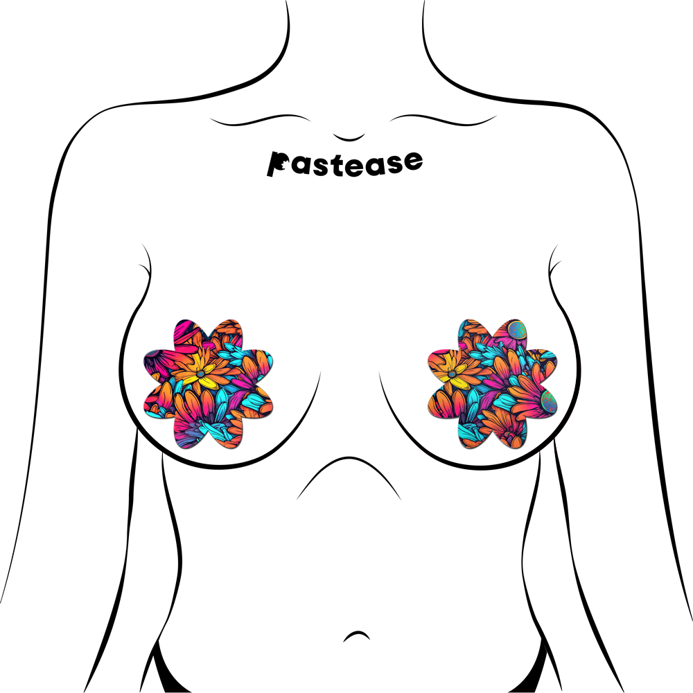 5-Pack: Neon Flowers Petal Breast Pasties by Pastease®