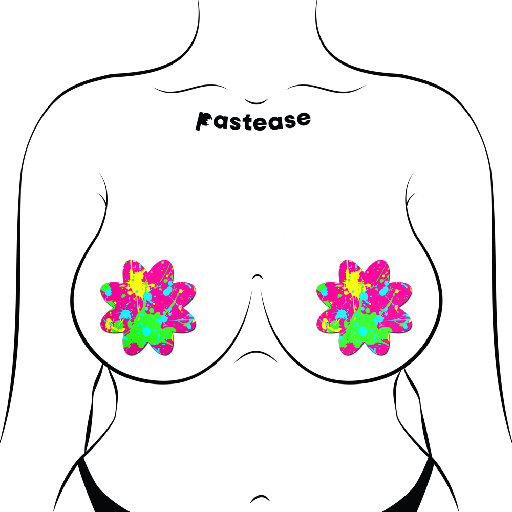5-Pack: Neon Pink Graffiti Paint Splatter Petal Breast Pasties by Pastease®
