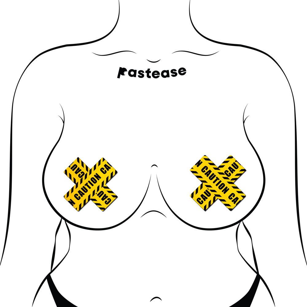 5-Pack: Plus X: Crossed Caution Tape Nipple Pasties by Pastease® o/s