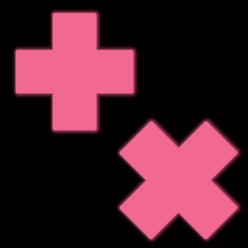 5-Pack: Plus X: Glow-in-the-Dark Neon Pink Cross Pasties Nipple Covers by Pastease
