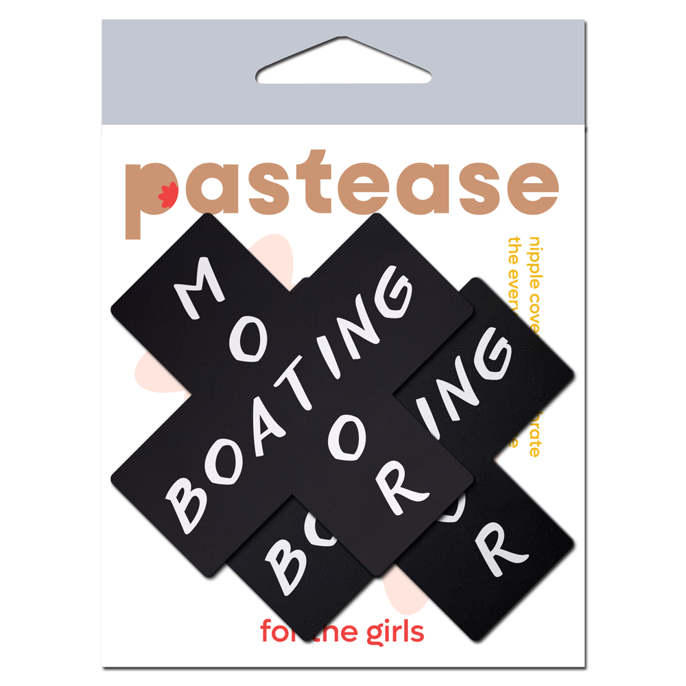 5-Pack: Plus X: 'Motor Boating' Black & White Cross Nipple Pasties by Pastease