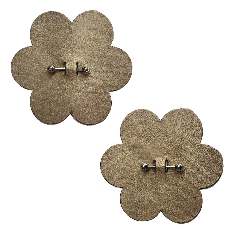 5-Pack: Pierced Pasties: Nude Flower Breast Petal with Barbell Piercing Nipple Covers by Pastease