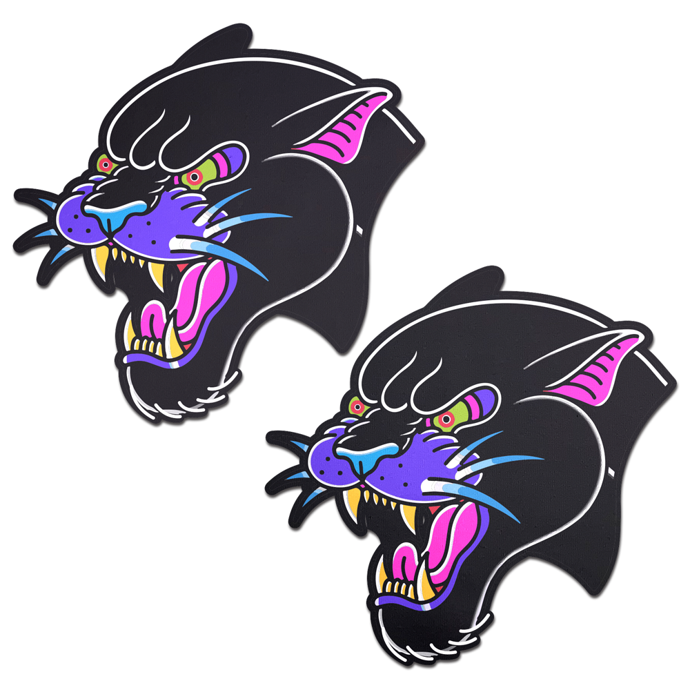 5-Pack: Black Panther Pasties Roaring Couger Tattoo Diamond Thom™ Nipple Covers by Pastease