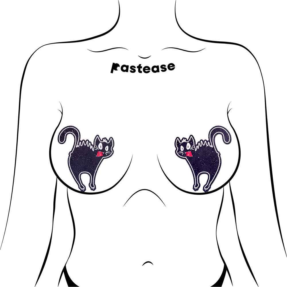 5-Pack: Scaredy Cat Black Kitty Hissing Nipple Pasties by Pastease