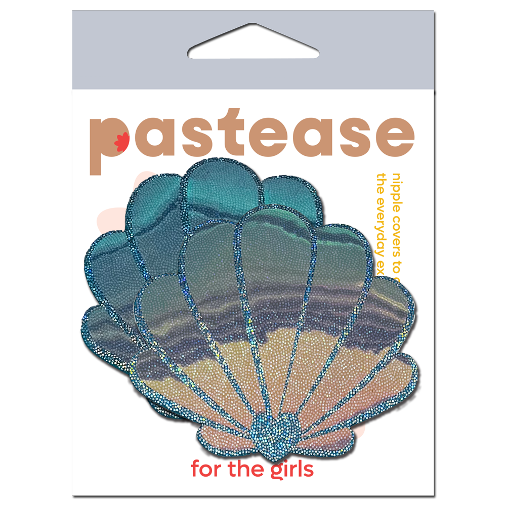 5-Pack: Mermaid Shells Pasties in Opalescent Seafoam Blue Seashell Nipple Covers by Pastease®